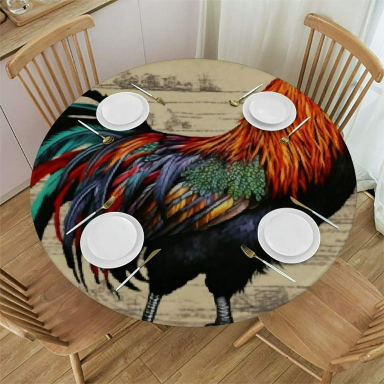 JEUXUS Rooster Tablecloth Round Vintage Style Chicken Sunflower Table Cover Farmhouse Animal Yellow Floral Decor Table Cloth Heat Resistant Washable for Kitchen Dining Party Indoor Outdoor Walmart