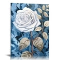 thumbnail image 1 of JEUXUS  Rose Flower Picture Canvas Wall Art White Floral Blue Theme for Living Room Bedroom Decor with Framed Ready to Hang, 1 of 4