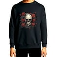 thumbnail image 1 of JEUXUS Rose Skeleton Skull Hand Red Flower rose Pullover, 1 of 4
