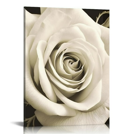 JEUXUS Rose Wall Art for Bedroom Tan Canvas Wall Art Cream Rose Pictures for Living Room Home Decor Flower Painting Couples Bedroom Bathroom Accessories Modern Artwork