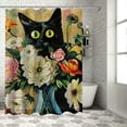 thumbnail image 1 of JEUXUS Roses & Lilies Cat Print Shower Curtain - Multiple Sizes White, 1 of 7