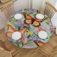 thumbnail image 1 of JEUXUS  Round Butterfly Tablecloth Spring Decorations Watercolor Purple Pink Colored Floral Print Decorative Table Cloth Decor for Home Kitchen Dining Room Picnic Party Holiday, 1 of 7