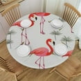 thumbnail image 1 of JEUXUS  Round Fitted Table Clothes Cute Flamingo Tablecloth Cover with Elastic Edge Pink Table Protecter Covers Home Decor Accessaries, 1 of 7