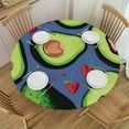 thumbnail image 1 of JEUXUS  Round Fitted Tablecloth Cartoon Avocado Round Table Cover with Elastic Edged,Wipeable Table Cloth for Indoor Outdoor Picnic Patio Fits Tables up to Diameter Round Tables, 1 of 7