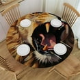 thumbnail image 1 of RUIYC Round Fitted Tablecloth with Elastic Edged, Round Table Cover, Watercolor Lion Waterproof Table Cover for Kitchen Dining Holiday Parties Decoration,Fit for Round Tables, 1 of 7