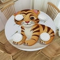 thumbnail image 1 of RUIYC Round Fitted Tablecloth with Elastic Edged, Brown Tiger Round Table Cover, Tiger Waterproof Table Cover for Kitchen Dining Holiday Parties Decoration,Fit for Round Tables, 1 of 7