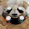 thumbnail image 1 of JEUXUS Round Fitted Tablecloth with Elastic Edged, Cute Panda Round Table Cover, Oil Painting Floral Waterproof Table Cover for Kitchen Dining Holiday Parties Decoration,Fit for Round Tables, 1 of 7