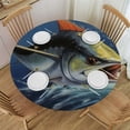 thumbnail image 1 of JEUXUS  Round Fitted Tablecloth with Elastic Edged, Marlin Ocean Wave Round Table Cover Wipeable Waterproof Table Cloth for Kitchen Dining Table Party Picnic, 1 of 7
