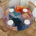 thumbnail image 1 of JEUXUS Round Fitted Tablecloth with Elastic Edged, Watercolor Jellyfish Round Table Cover, Dreamy Jellyfish Waterproof Table Cover for Kitchen Dining Holiday Parties Decoration,Fit for Round Tables, 1 of 7