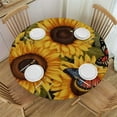 thumbnail image 1 of JEUXUS Round Fitted Tablecloth with Elastic Sunflower Flower Elastic Table Cover Sunflower Round Elastic Tablecloth for Round Table, Waterproof Wipeable Fitted Table Cloth,, 1 of 7