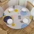 thumbnail image 1 of JEUXUS  Round Fitted Tablecloth Mid Century Modern Geometry Table Cover with Elastic Edge Abstract Circles Daily Table Cloth Card Table Topper for Home Kitchen Dining, 1 of 7