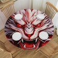 thumbnail image 1 of RUIYC Round Reusable Decorative Table Cover Dragon Head Black Background Wipable Polyester Cloth Spring Summer Party Table Cover Abstract Cream and Red, 1 of 7