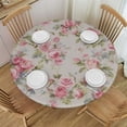 thumbnail image 1 of JEUXUS  Round Rose Tablecloths, Pink Rose Flower Floral Decorative Table Cloth Table Cover for Circular Table Dining Decorative for Holiday Home Christmas Party Picnic, 1 of 7