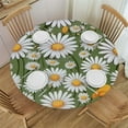 thumbnail image 1 of JEUXUS  Round Table Cloth 60 Inch,White Daisy Flower Tablecloth Waterproof Stain Resistance Polyester Circle Table Cover for Home Kitchen Dining Party Camping Pinic Decor, 1 of 7