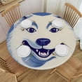 thumbnail image 1 of JEUXUS  Round Table Cover Cloth Alaskan Malamute Elastic Fitted Edge Table Cloth Blue White Stain and Water Resistant, Free Fabric Placemats for Indoor Outdoor Kitchen Party, 1 of 7
