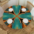 thumbnail image 1 of JEUXUS Round Table Cover Table Cloth Cover Retro Geometric Fractal Pattern Table Cover Kitchen Picnic Dinning Tabletop Home Decoration Abstract Fits&nbsp;up&nbsp;Tables Blue and Orange, 1 of 7