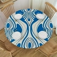 thumbnail image 1 of RUIYC Round Table Cover Table Cloth Cover Geometric Abstract Table Cover for Kitchen Dinning Tabletop Decoration Abstract Blue, 1 of 7