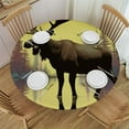 thumbnail image 1 of JEUXUS  Round Table Cover Waterproof Reusable Table Cloth Round Fitted Tablecloth with Elastic Edged for Parties Outdoors, Farmhouse Retro Elk and Pine Tree, 1 of 7