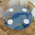 thumbnail image 1 of JEUXUS  Round Table Cover, Waterproof Reusable Table Cloth Round Fitted Vinyl Tablecloth with Elastic Edged for Parties Outdoors, Blue Ocean Pattern Marble Texture, 1 of 7