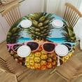 thumbnail image 1 of JEUXUS Round Table cover Cute Pineapple on The Beach Fitted Elastic Waterproof Wipeable Table Cloth Cover Decor Table Pad Cover for Party Dinning Room Picnic-Small, 1 of 7