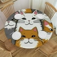 thumbnail image 1 of JEUXUS Round Tablecloth Cartoon Cat Fitted Elastic Waterproof Wipeable Table Cloth Cover Decorations Table Pad Cover for lndoor Outdoor-Medium, 1 of 7