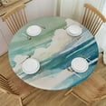 thumbnail image 1 of RUIYC Round Tablecloth Coastal Beach Round Fitted Tablecloth with Elastic Round Outdoor Table Cover Fitted Tablecloths for Round Tables Waterproof Reusable Table Cloth for Indoor and Outdoor, 1 of 7