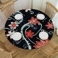 thumbnail image 1 of JEUXUS  Round Tablecloth with Elastic Edged Floral Pattern Geometric Decoration Wipable Polyester Cloth Spring Summer Party Table Cover Abstract White and Red, 1 of 7