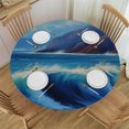 thumbnail image 1 of JEUXUS Round Tablecloth Fitted Table Cover with Elastic Edged Watercolor Beach Seagull Nautical Boat Waterproof Table Cloth for Party Kitchen Dining Indoor Outdoor Table Diameter, 1 of 7
