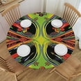 thumbnail image 1 of JEUXUS Round Tablecloth Kitchen Party Washable Retro Datura Geometric Decoration Pattern Polyester Round Table Cover Suitable For Halloween Picnics Abstract Fits&nbsp;up&nbsp;Diameter&nbsp;Tables, 1 of 7