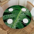 thumbnail image 1 of JEUXUS Round Tablecloth Palm Leaves Waterproof White, 1 of 8