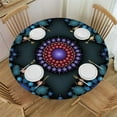 thumbnail image 1 of JEUXUS  Round Tablecloth Polyester Outdoor use Artistic Style Pattern Wipable Polyester Cloth Spring Summer Party Table Cover Abstract Blue Purple Yellow Red, 1 of 7