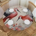 thumbnail image 1 of JEUXUS  Round Tablecloth Table Cover with Elastic Edge Pink Red-Crowned Crane Plum Blossom Table Cloths for Round Tables,, 1 of 7