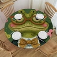 thumbnail image 1 of JEUXUS  Round Tablecloth Washable Funny Glasses Frogs Green Table Cloth for Indoor Outdoor, Waterproof Spill-Proof Table Cover Decor for Home Kitchen Dining Party, 1 of 7