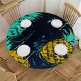 thumbnail image 1 of JEUXUS  Round Washable Table cover Waterproof Round Table Cover Colorful Pineapple Black for Indoor Outdoor Patio Wedding Parties, 1 of 7