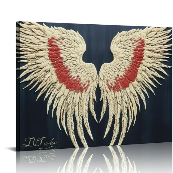 JEUXUS Rustic Angel Wing Canvas Wall Art Farmhouse Wall Decor Angel Pictures Prints Motivational Framed Modern Artwork for Home Living Room Bedroom Bathroom
