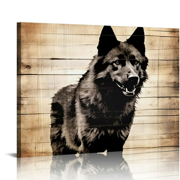 JEUXUS Rustic Cabin Decor Mountain Animals Wolf Deer Moose Bear Wall Art Decorations for Home Woodland Nursery Room Wildlife Canvas Pictures Farmhouse Painting Lodge Bedroom 20x16in