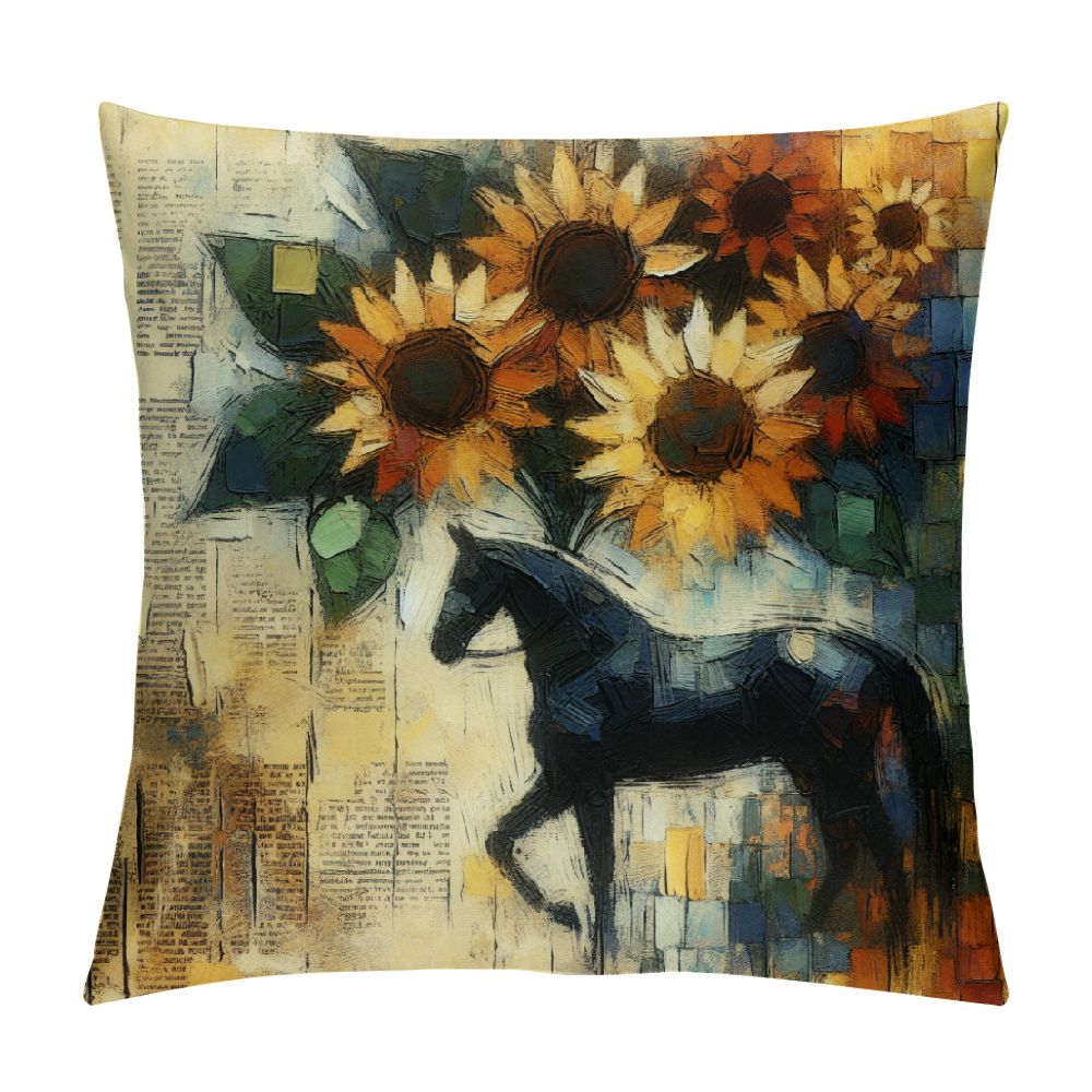 Rustic Plush JEUXUS Rustic Farm Animal Watercolor Pastel Sunflower Horse Plush ...