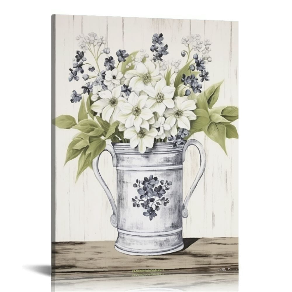 JEUXUS Rustic Floral Wall Art Country Bathroom Wall Decor Farmhouse ...