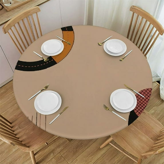 JEUXUS Rustic Mid Round Tablecloth - Table Cover with Century Art Abstract Modern Boho Art Arches Print Pattern,Great for Parties,Weddings,Kitchen,Resistant Table Cover