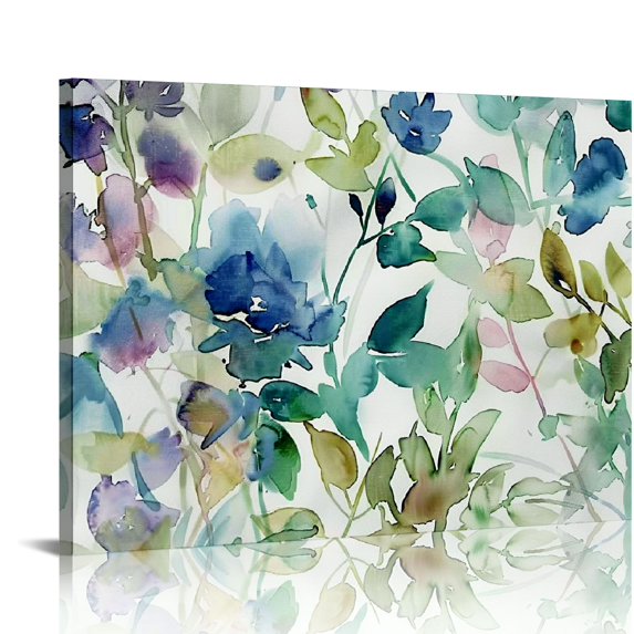 JEUXUS Sage Garden Plant Wall Art Watercolor Plant Canvas Painting Colorful Flower Wall Art Abstract Flower Art Print Modern Watercolor Plant Flower Picture Modern Living Room Wall Decor