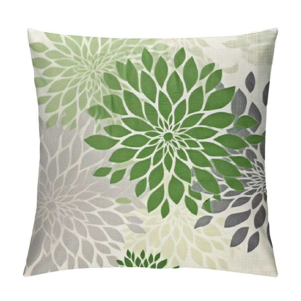 JEUXUS Sage Green Pillow Covers 18X18 Inch Spring Geometric Floral