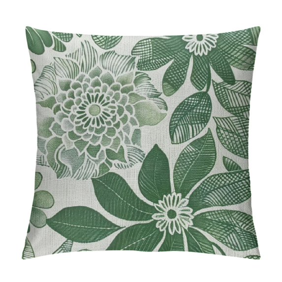 JEUXUS Sage Green White Pillow Covers Dahlia Floral Decor Throw Pillows Summer Modern Geometry Flower Outdoor Decorative Cushion Cases for Sofa Couch Bed Decorations