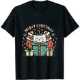 thumbnail image 1 of JEUXUS Santa Hat Cat Xmas For Girls Kids Meowy Cat Christmas T-Shirt, 1 of 3