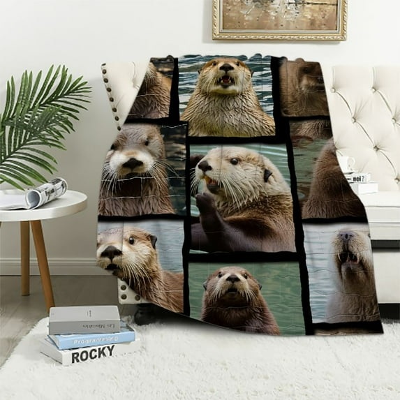 RUIYC Sea Blanket Funny Blankets,Blanket Throw Cute Blanket,Halloween Blanket Otter Blanket Otter Gifts