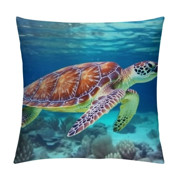 JEUXUS Sea Turtle Body Pillow Cover Coastal Ocean Nautical Animal Underwater Marine Aqua Blue Long Case Protector with Zipper Decorative Soft Large Cases Covers Cushion for Bed,Couch
