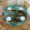 thumbnail image 1 of RUIYC  Sea Turtle Tablecloth with Elastic Edge, Round Table Cloth Ocean Theme Washable Reusable Table Cover for Kitchen Dining Party Picnic,, 1 of 7