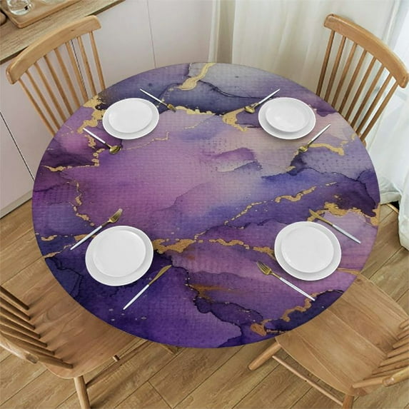 JEUXUS Serene Majesty, Violet Waters Tranquil and Captivating Table Cloth Round Table Cover White