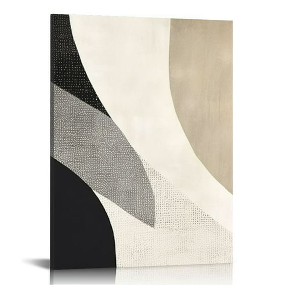 JEUXUS of Set Framed Canvas Print Wall Art Black White Beige Color Blocks Abstract Shapes Illustrations Modern Art Minimalist Wall Decor for Living Room Bedroom Office Dining Room