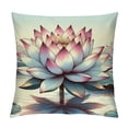 thumbnail image 1 of JEUXUS Short Plush Pillowcase Lotus Stylized Boho Art Design Colorful Print for Home Decor White, 1 of 5