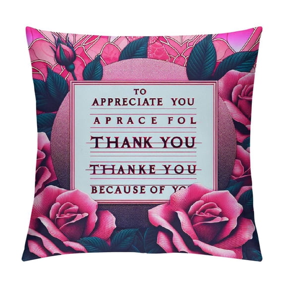 JEUXUS Short Plush Pillowcase Pink with Rose Print, Anniversary, Birthday, Valentines Day White